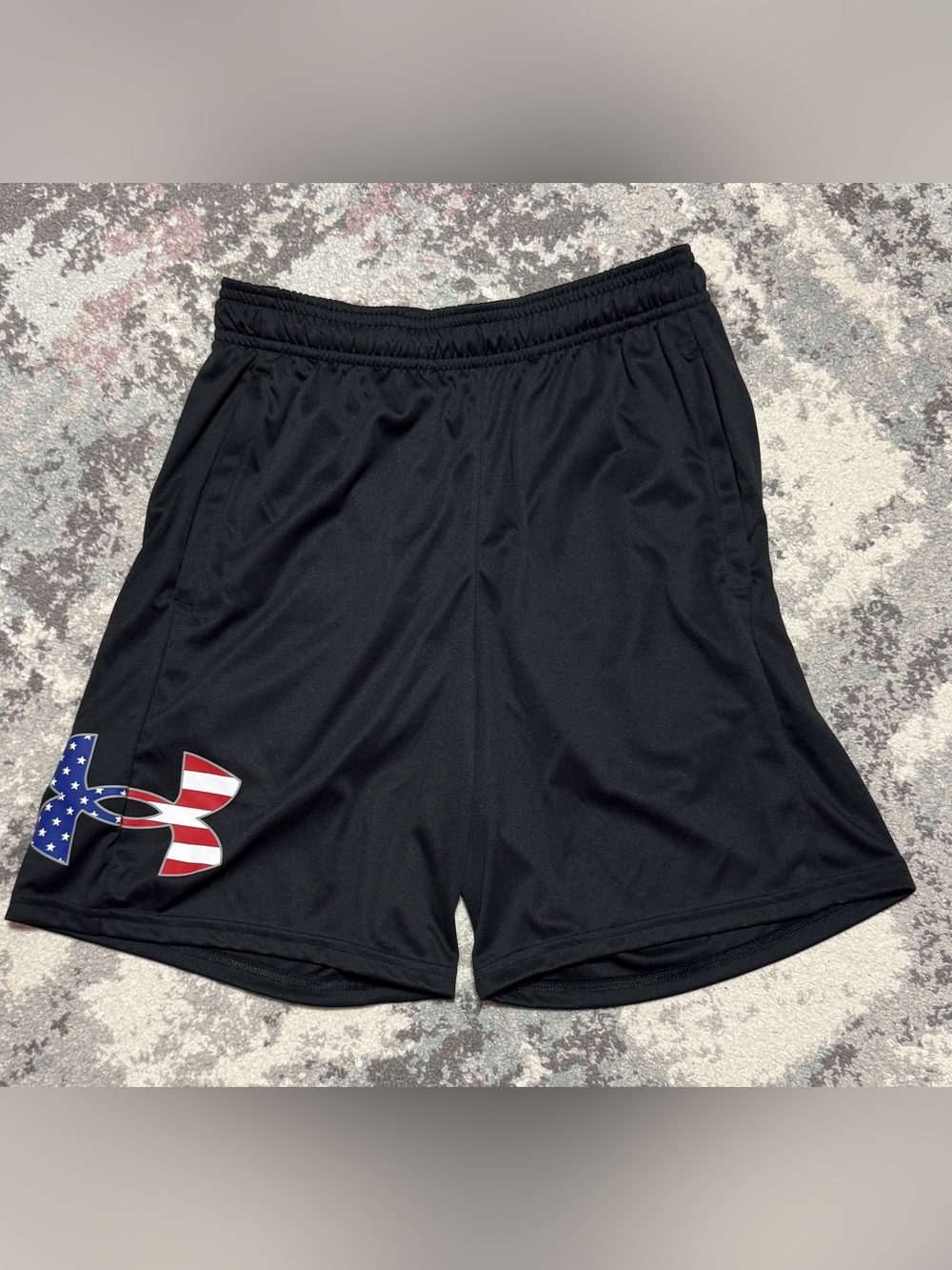 Under Armour Black Men's Athletic Shorts with American Flag Logo